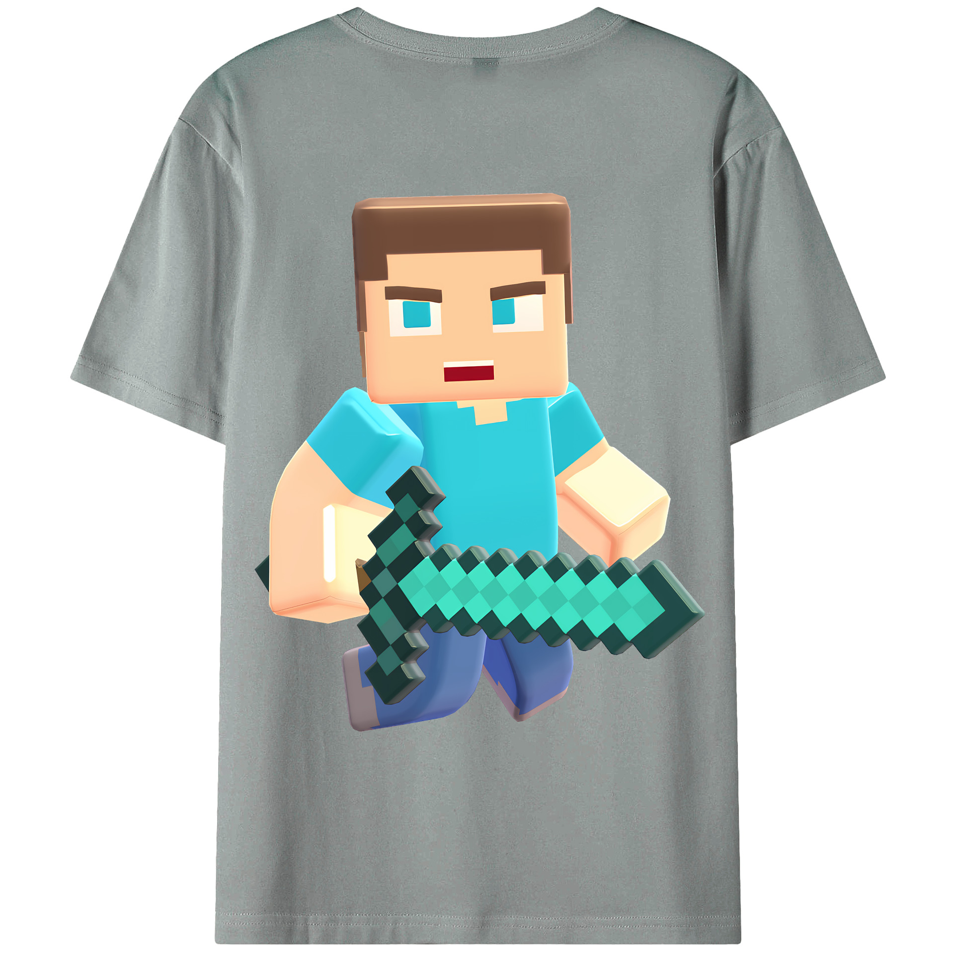（画像用） マインクラフト ブロックの世界 Minecraft MC Block world 綿100％ メンズ半袖Tシャツ（バックプリント） 通気性